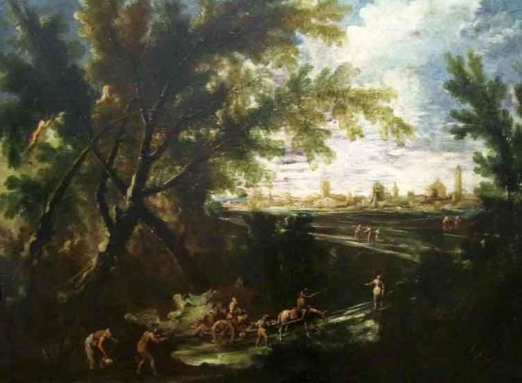 Giuseppe Antonio Petrini Landscape with a water carrier oil painting picture